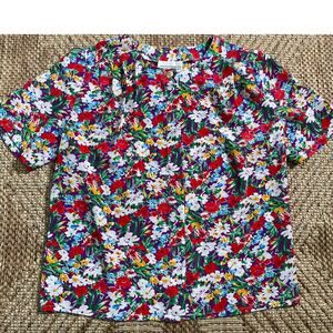 vintage Impressions of California Blouse floral short sleeve blouse 80-90s